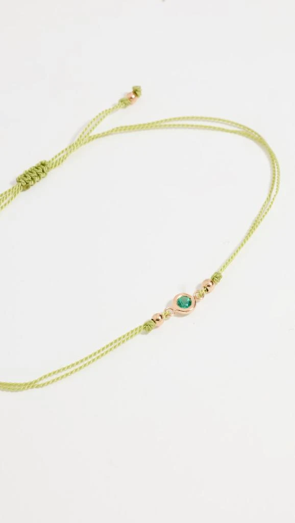 Zoe Chicco 14k Gold Floating Emerald on Light Green Cord Bracelet 3