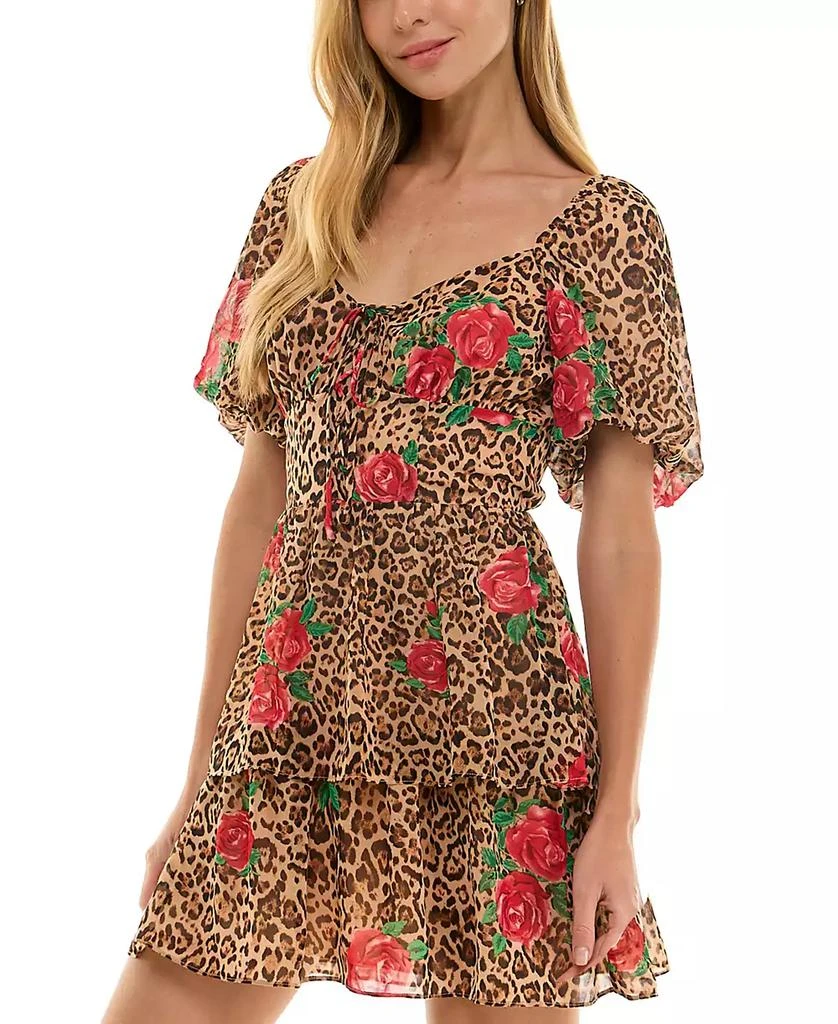 City Studios Juniors' Tiered Cheetah-Print Fit & Flare Dress 4