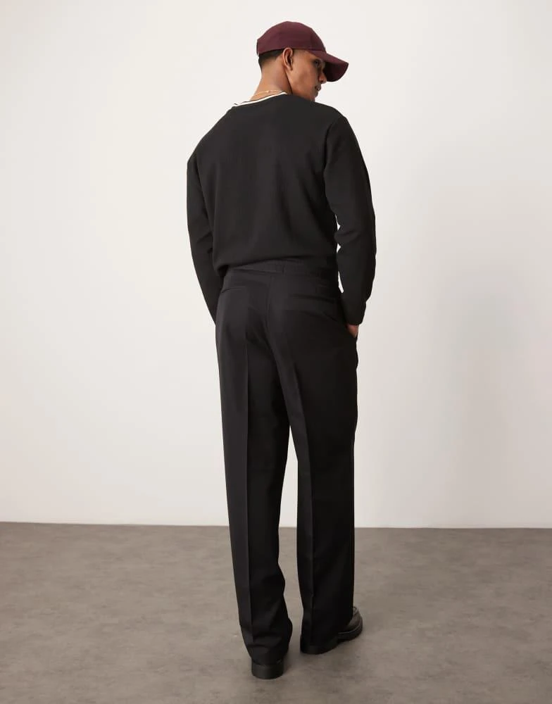 ASOS ASOS DESIGN smart wide leg trousers with elasticated waistband in black 4