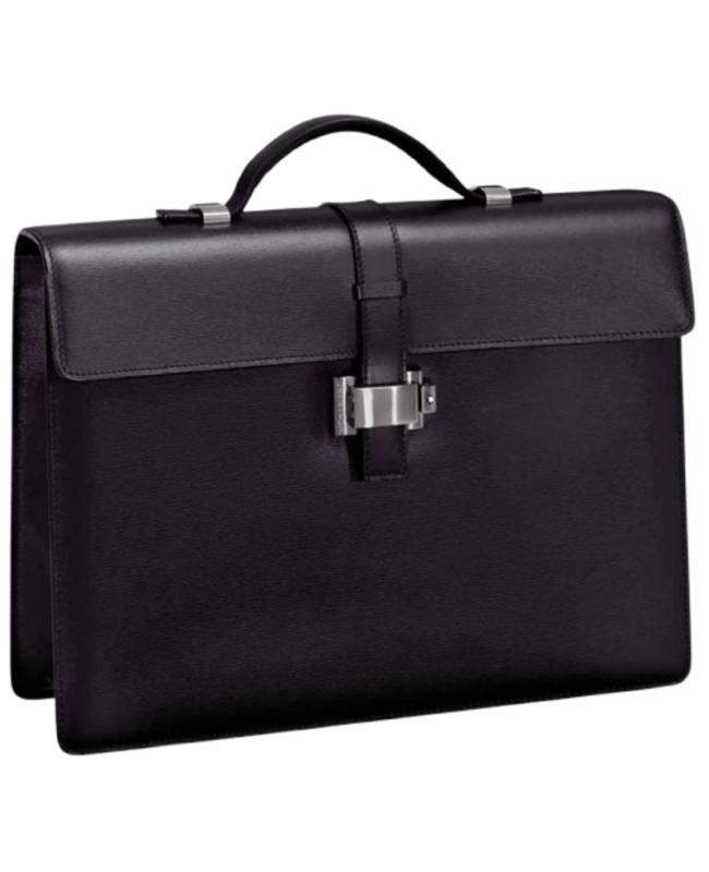 MontBlanc Montblanc Westside Black Leather Single Gusset Briefcase 7578-PO