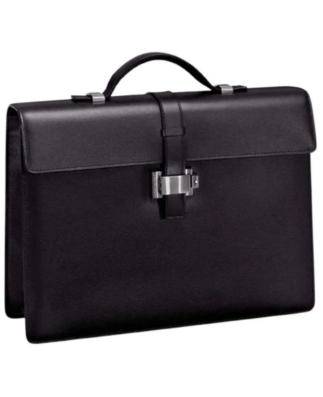 MontBlanc Montblanc Westside Black Leather Single Gusset Briefcase 7578-PO 1