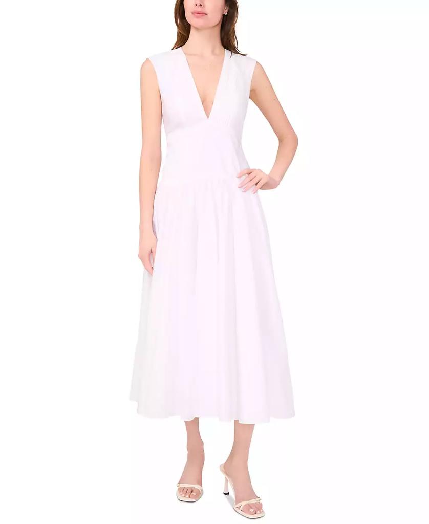 Parker The Abria Cotton Plunging-Neck Drop-Waist Midi Dress