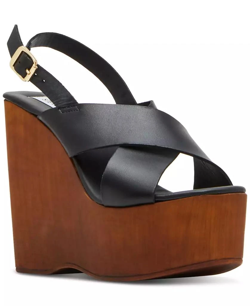 Steve Madden Women's Galaxy Wooden Platform Wedge Sandals 1