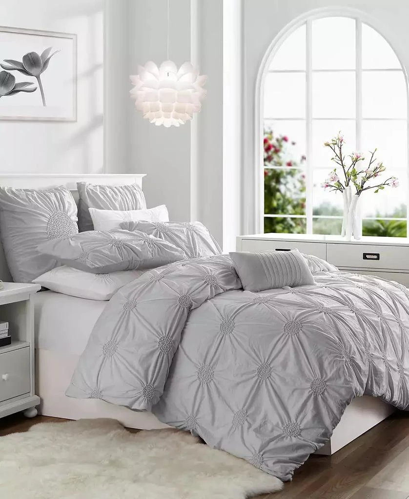 Macy's Cathay Home Inc. Charming Ruched Rosette Duvet Cover Set 2