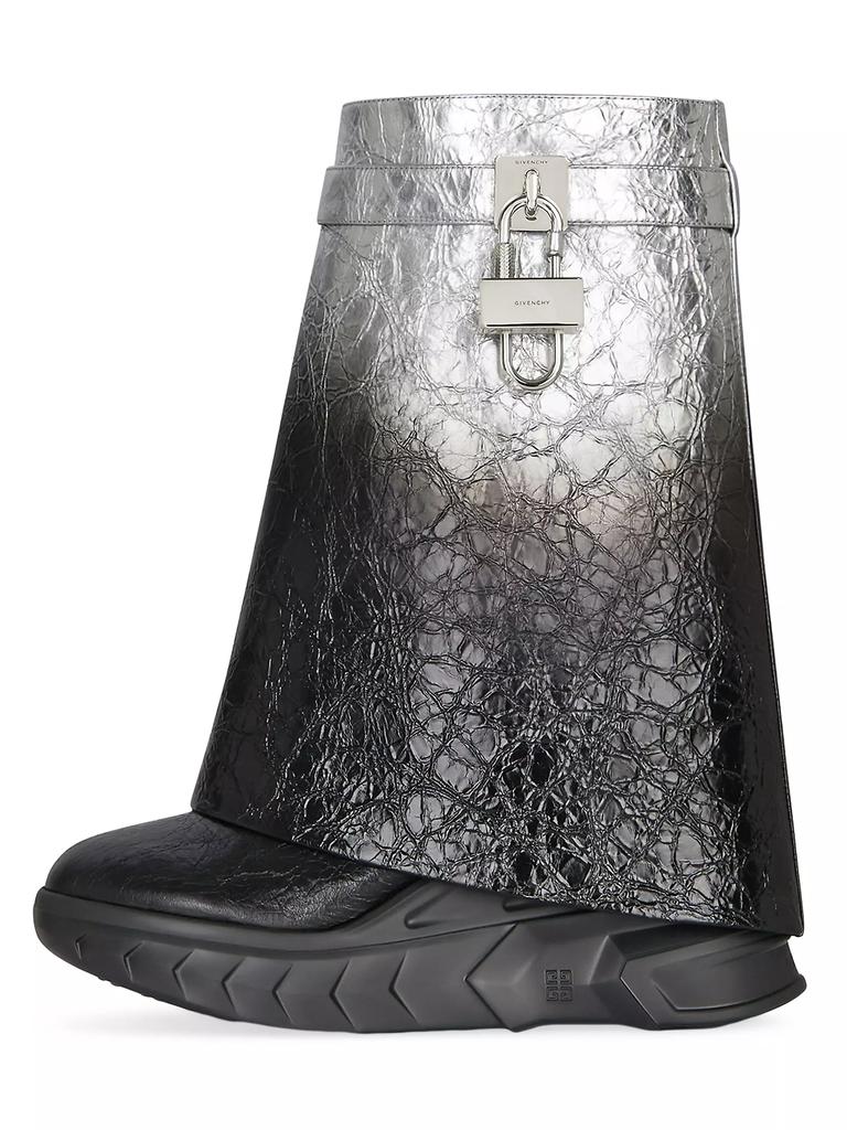 Givenchy Shark Lock Biker Low Heel Ankle Boots in Leather