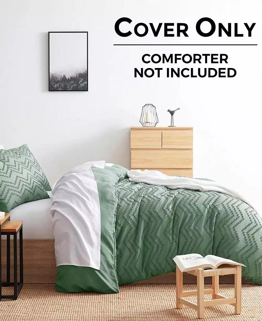 Nestl Bedding Tufted Embroidery Chevron Design Double Brushed 3 Piece Duvet Cover Set 6