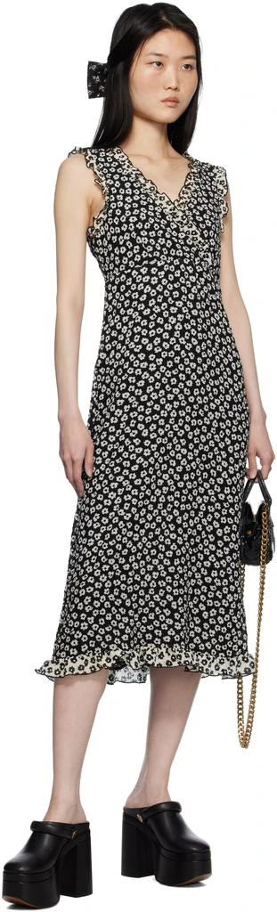 Anna Sui Black Daisy Pucker Midi Dress 4