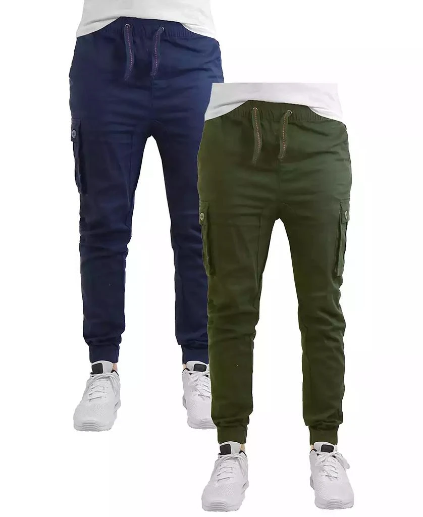 Galaxy By Harvic Men's Cotton Stretch Twill Cargo Joggers, Pack of 2 6