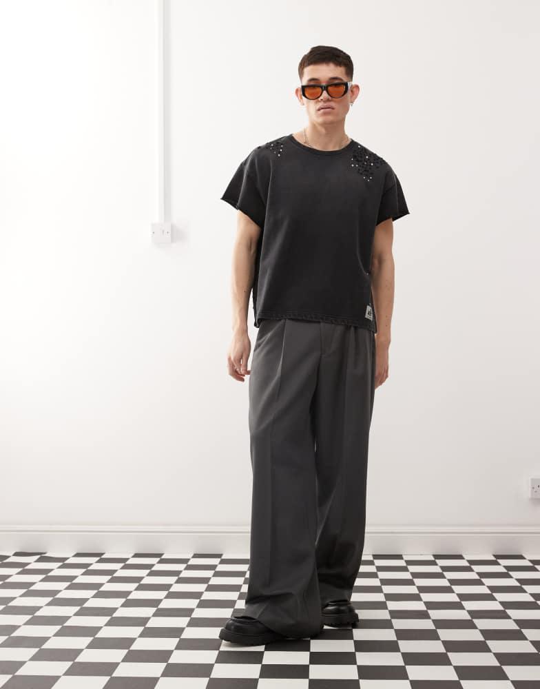 Cheap Monday Cheap Monday x Landon Barker boxy fit t-shirt with Swarovski embellishmnent in black