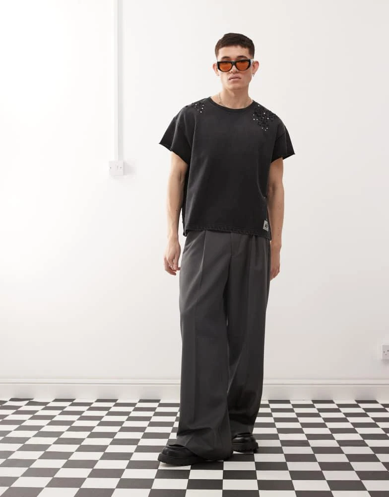 Cheap Monday Cheap Monday x Landon Barker boxy fit t-shirt with Swarovski embellishmnent in black 2