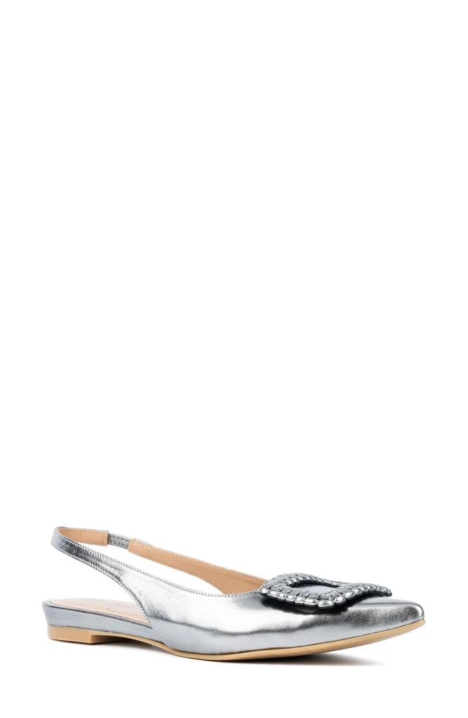 Aquatalia Janetta Buckle Metallic Weatherproof Slingback Flat 1