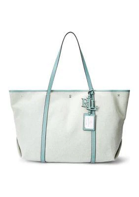 Shop Ralph Lauren Canvas Leather Large Emerie Tote on Sale at