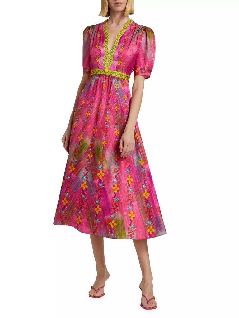 Saloni Tabitha Printed Silk Midi-Dress 3