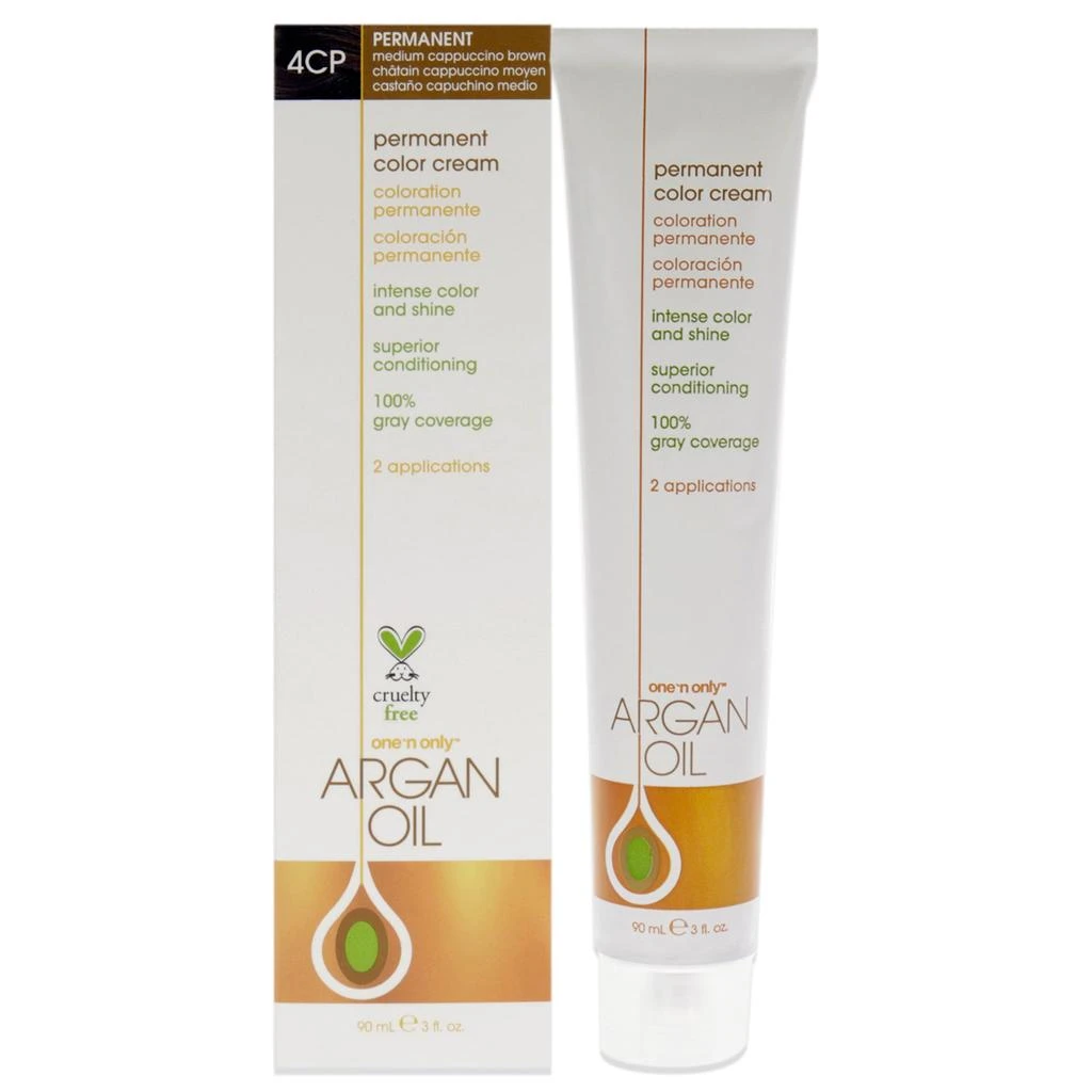 One n Only Argan Oil Permanent Color Cream - 4CP Medium Cappuccino Brown by  for Unisex - 3 oz Hair Color 1