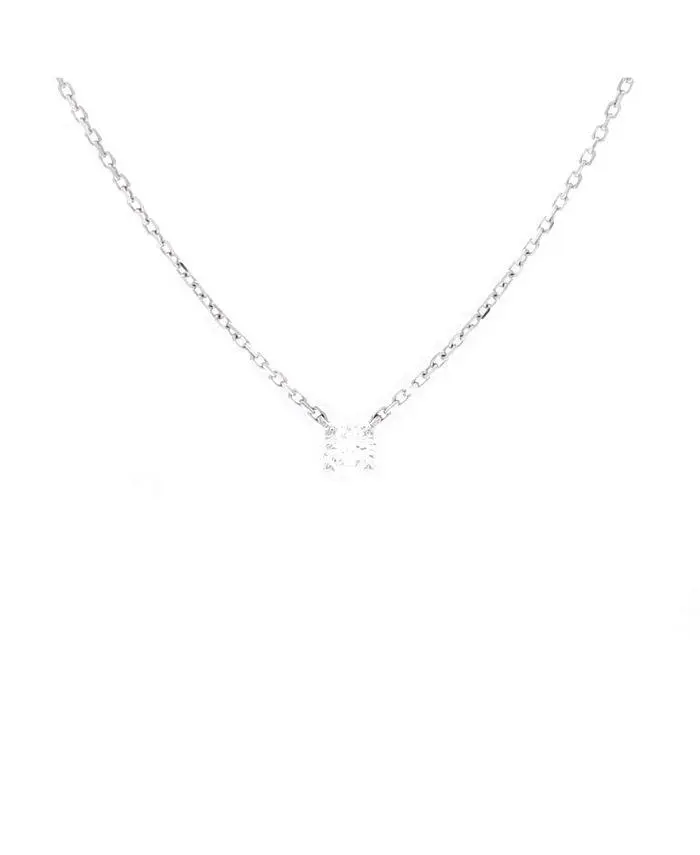 Cartier 0.20CT 1895 Solitaire Necklace 18K White Gold with RBC Diamond D/VVS1, 16.5"