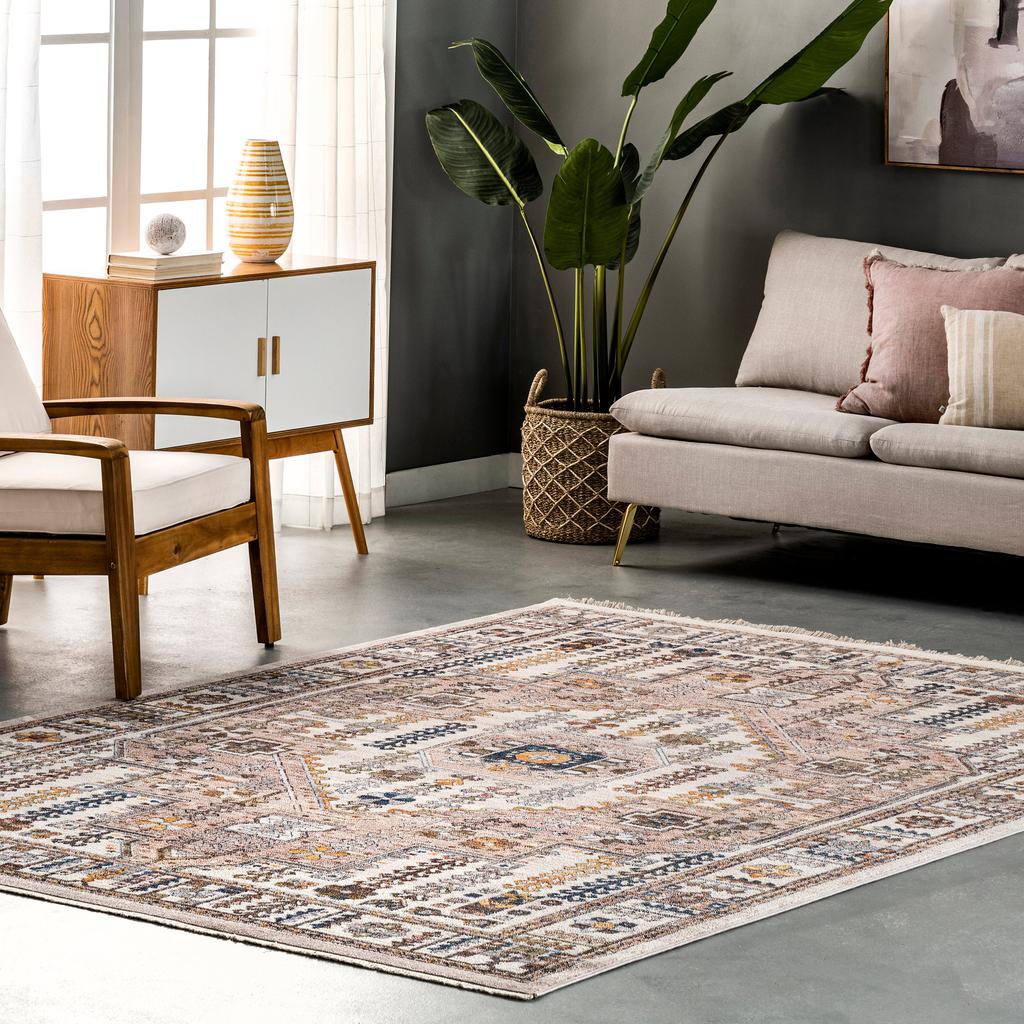 nuLOOM Jocelyn Global Inspired Medallion Fringe Area Rug
