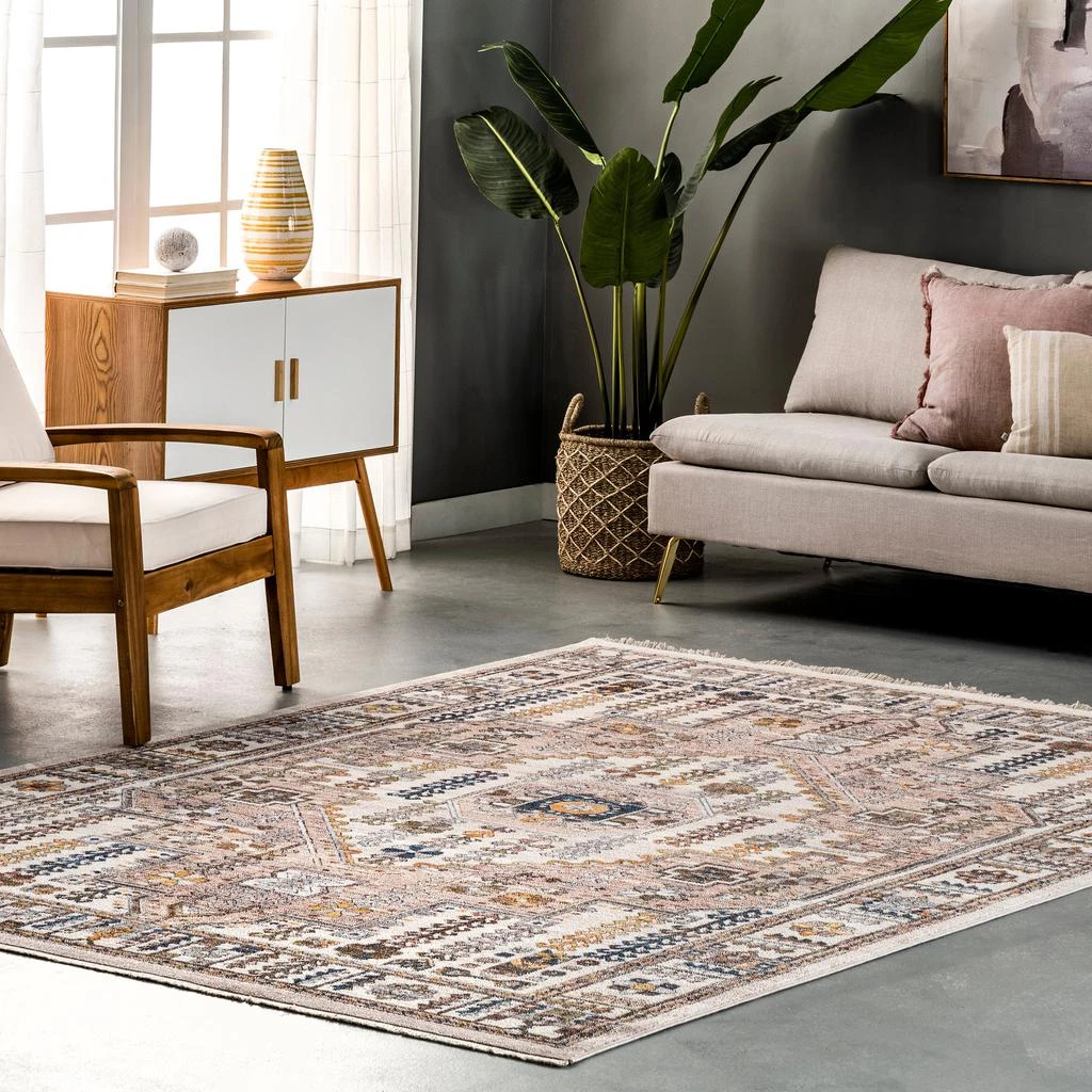 nuLOOM Jocelyn Global Inspired Medallion Fringe Area Rug 1