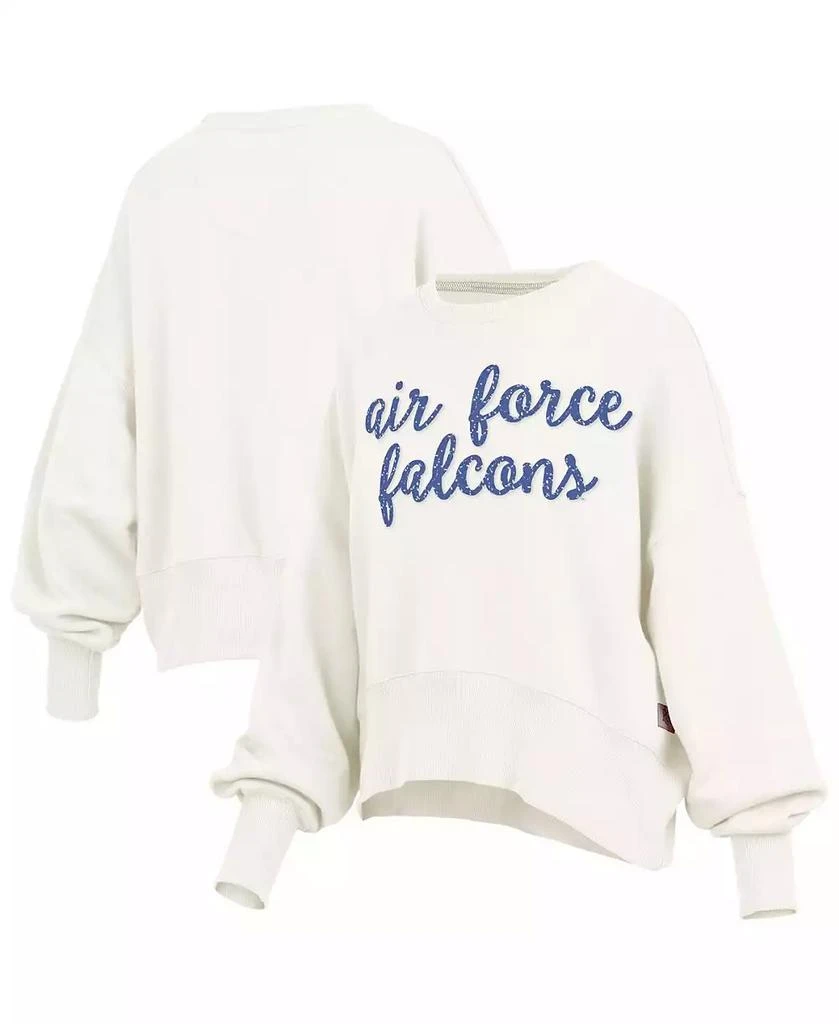 Pressbox Women
s Cream Air Force Falcons Oversized Chelsea Waist Length Pullover Sweatshirt