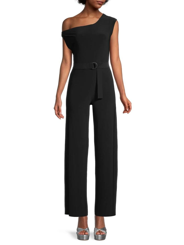 Norma Kamali Asymmetric Drop-Shoulder Wide-Leg Jumpsuit 2
