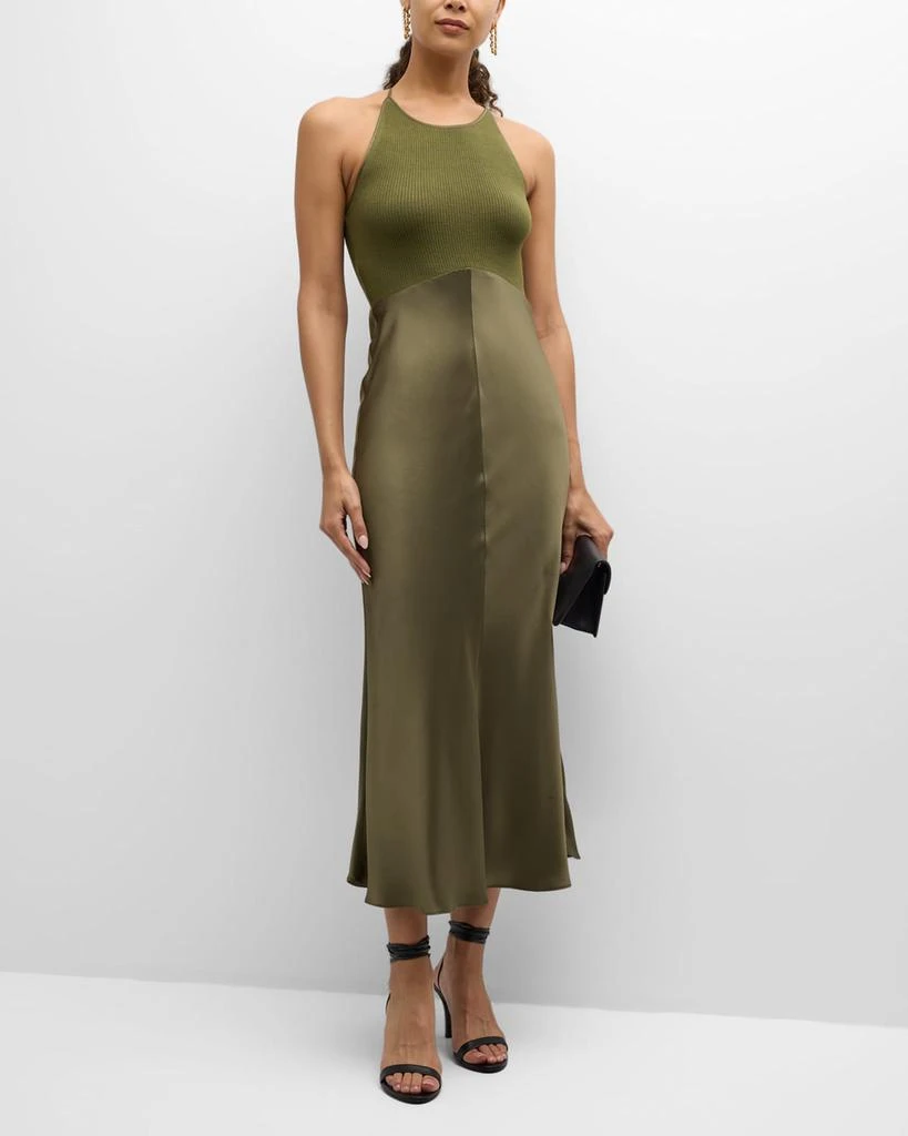 Sablyn Clara Mixed Media Bias-Cut Midi Dress 3