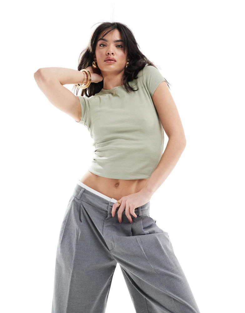 Cotton:On Cotton:On The one rib crew short sleeve tee in green T