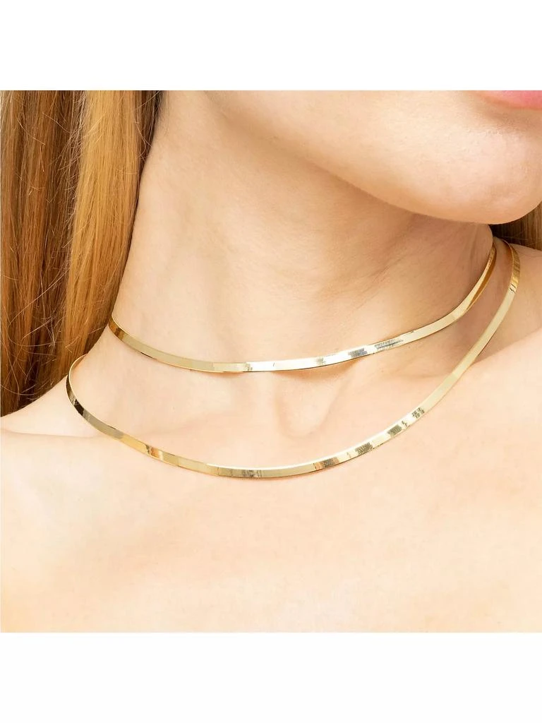 Oradina 14K Yellow Solid Gold Park Avenue Bold Herringbone Choker 3