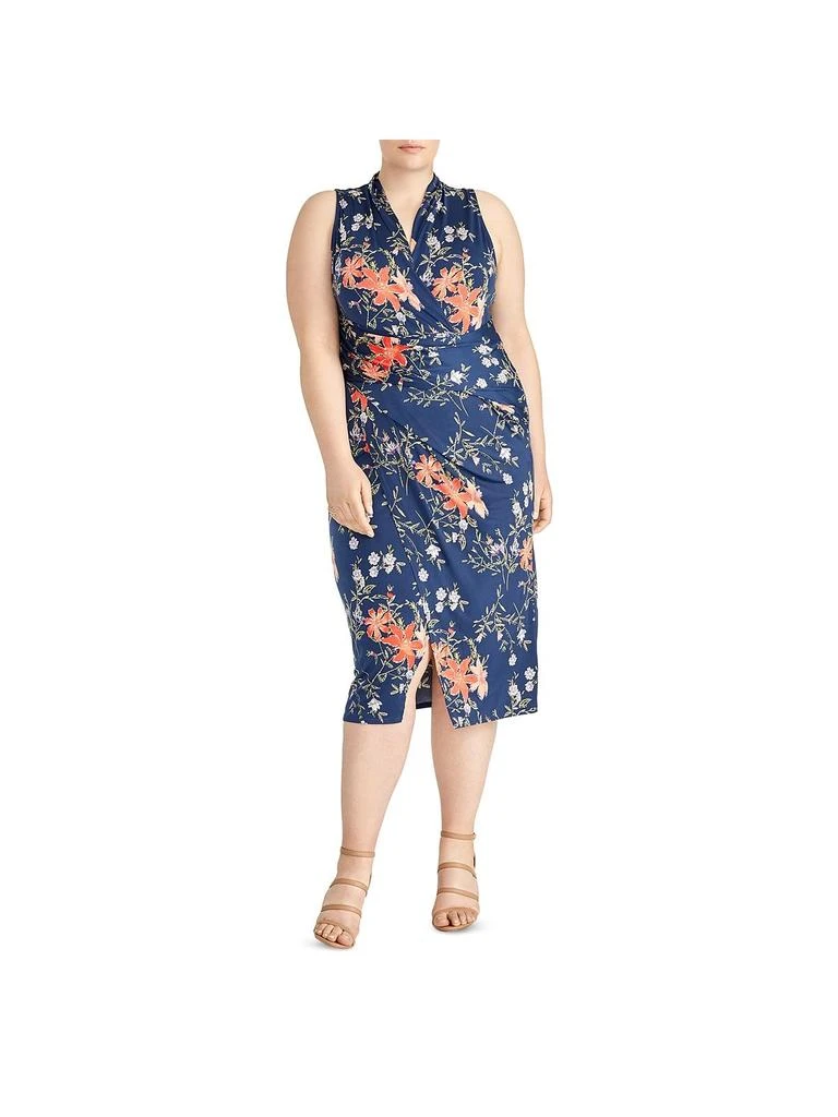 RACHEL Rachel Roy Plus Womens Floral Print Surplice Midi Dress 1