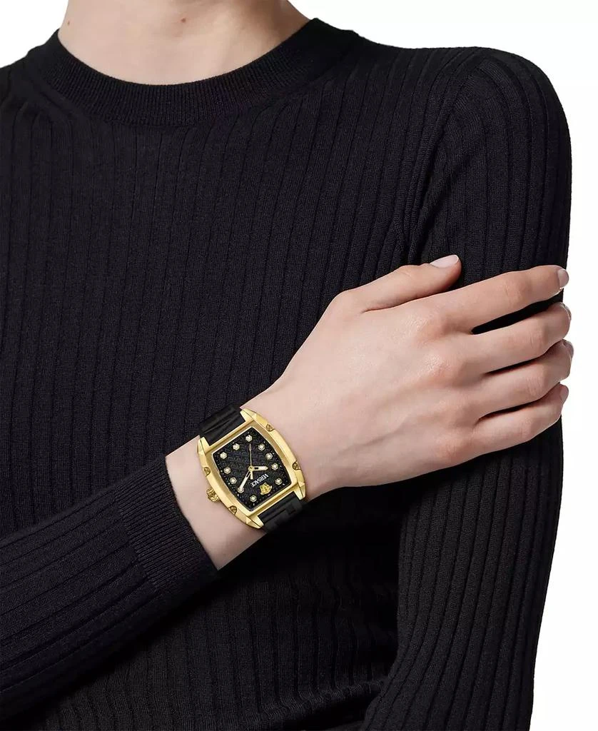 Versace Women's Swiss Diamond Accent Black Silicone Strap Watch 45x36mm 5