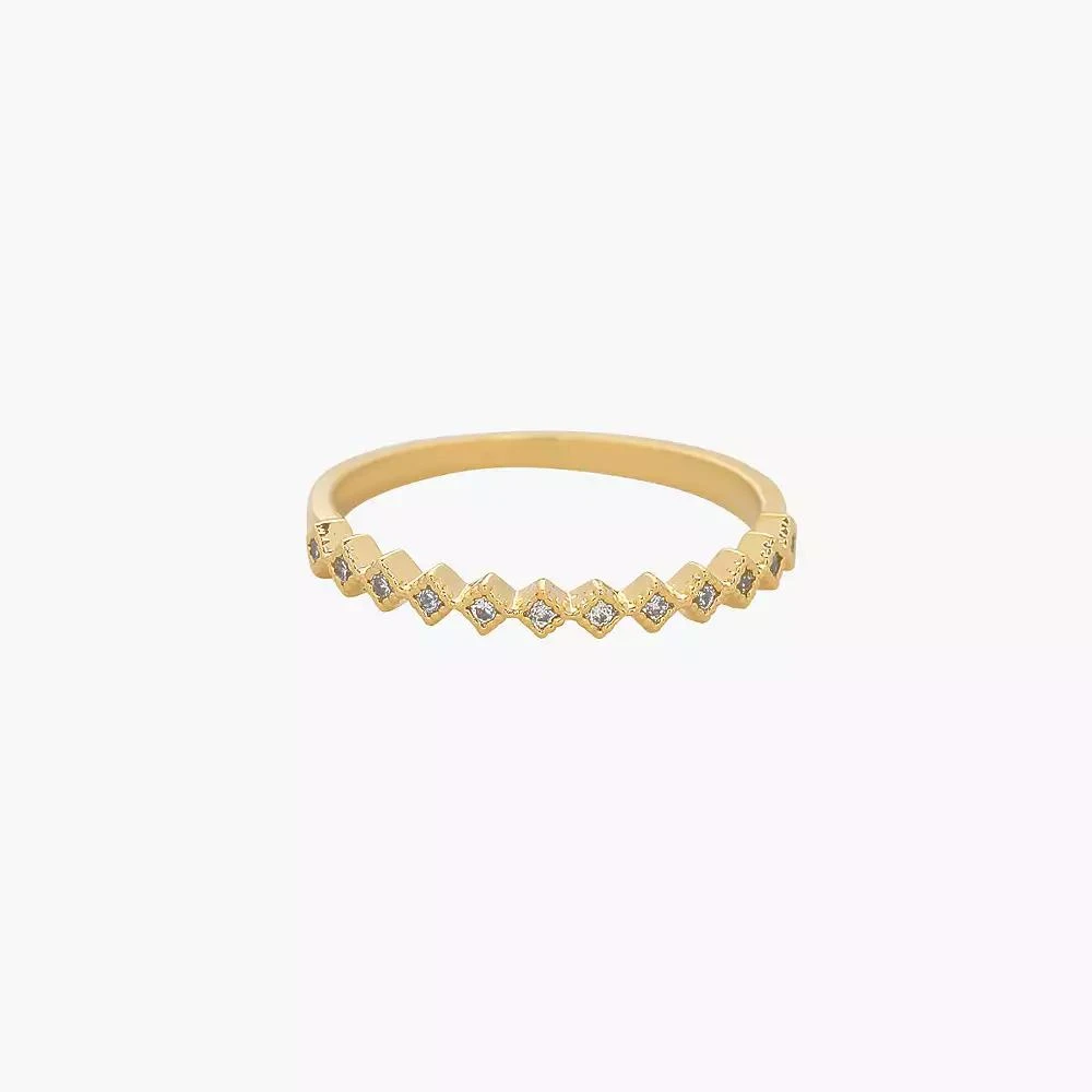Bearfruit Jewelry 14k Gold Plated Thin Crystal Band Ring Minimalist Dainty Daily Wear