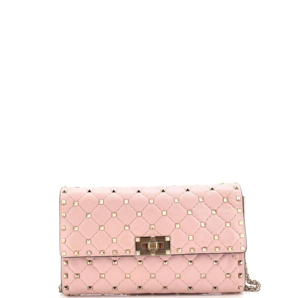 Valentino Rockstud Spike Wallet on Chain Quilted Leather Small 1