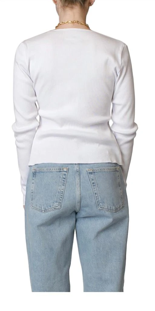 Maison Margiela Ruched Long Sleeve Top In White 3