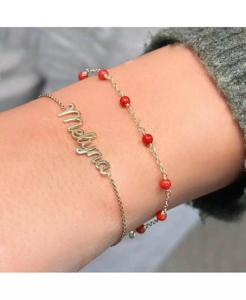 The Lovery Coral Bead Chain Bracelet 14K Gold 2