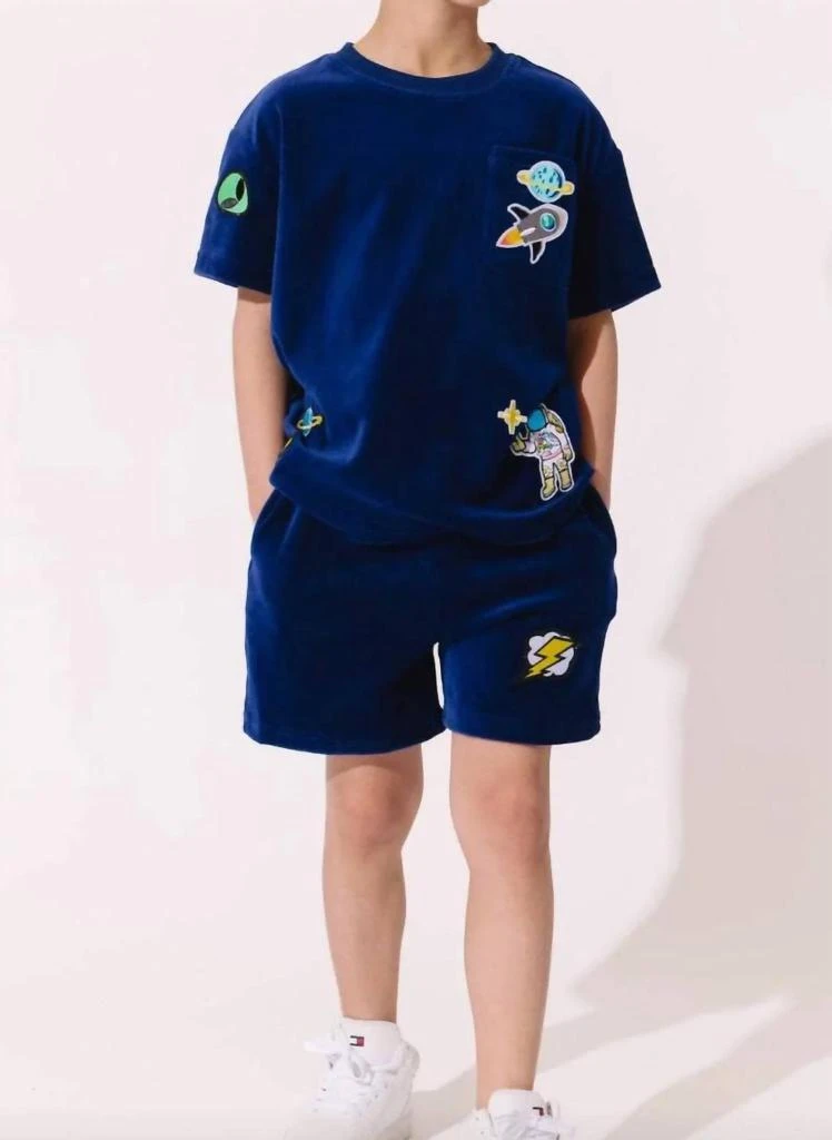 Lola + The Boys Lola + The Boys - Boys Space Patches Velour Set