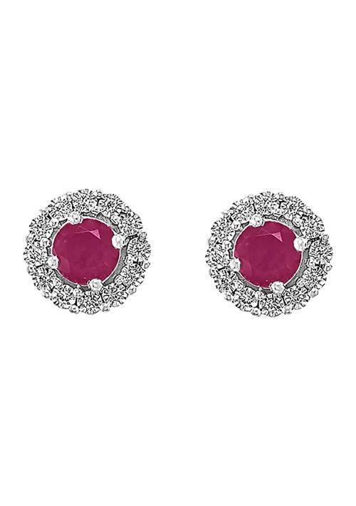 Effy 1.14 ct. t.w. Ruby and 1/10 ct. t.w. Diamond Earrings in Sterling Silver