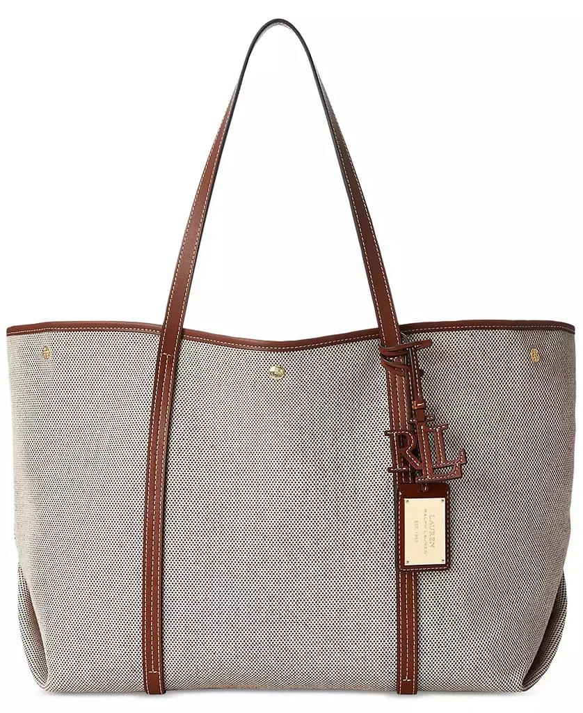 Ralph Lauren Canvas & Leather Emerie Extra Large Tote Bag