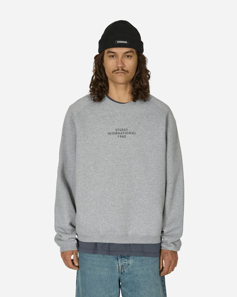 STUSSY Raglan Sleeve Crewneck Sweatshirt Grey Heather 3