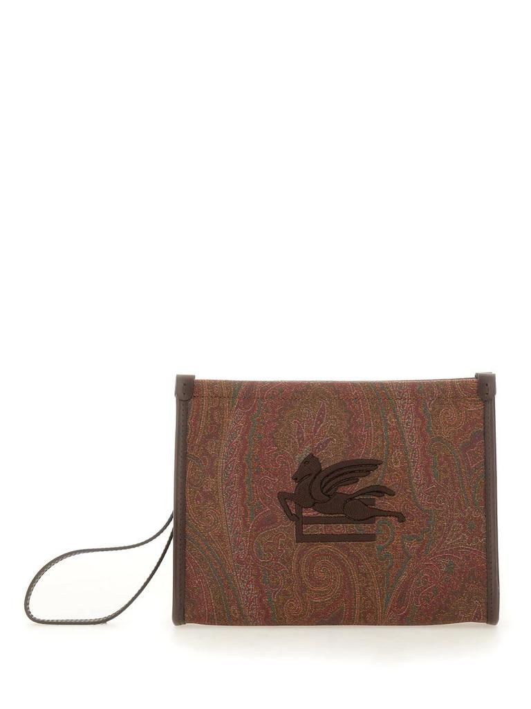 Shop Etro Paisley Jacquard Zipped Clutch Bag on Sale at