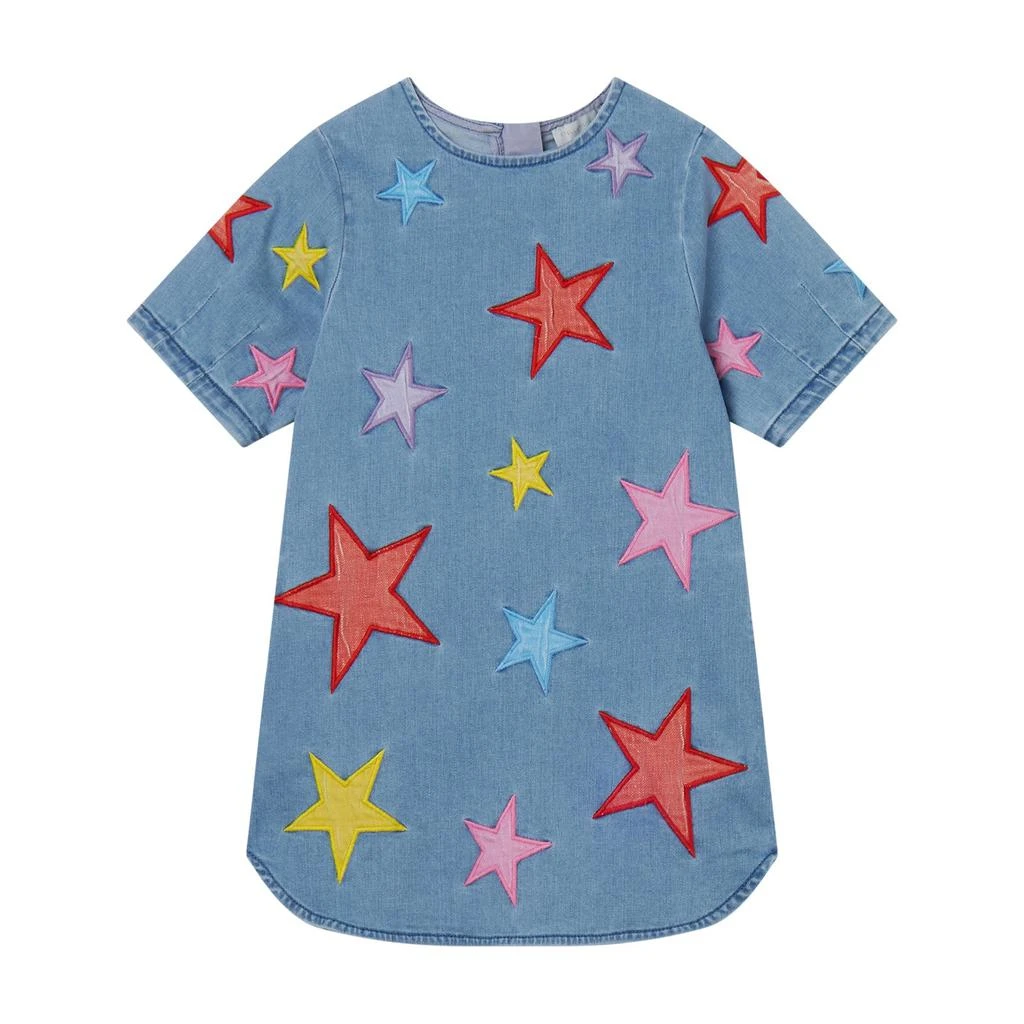 stella mccartney denim dress Kids star-print for girls, 10A made in soft Lace-trimmed denim maxi dress