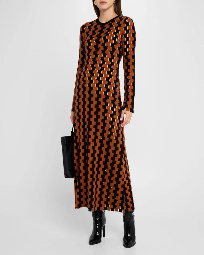 knitted linen dress Eliana 3D Floral Open-Knit Dress in Linen Blend – fbrq.com main image 0
