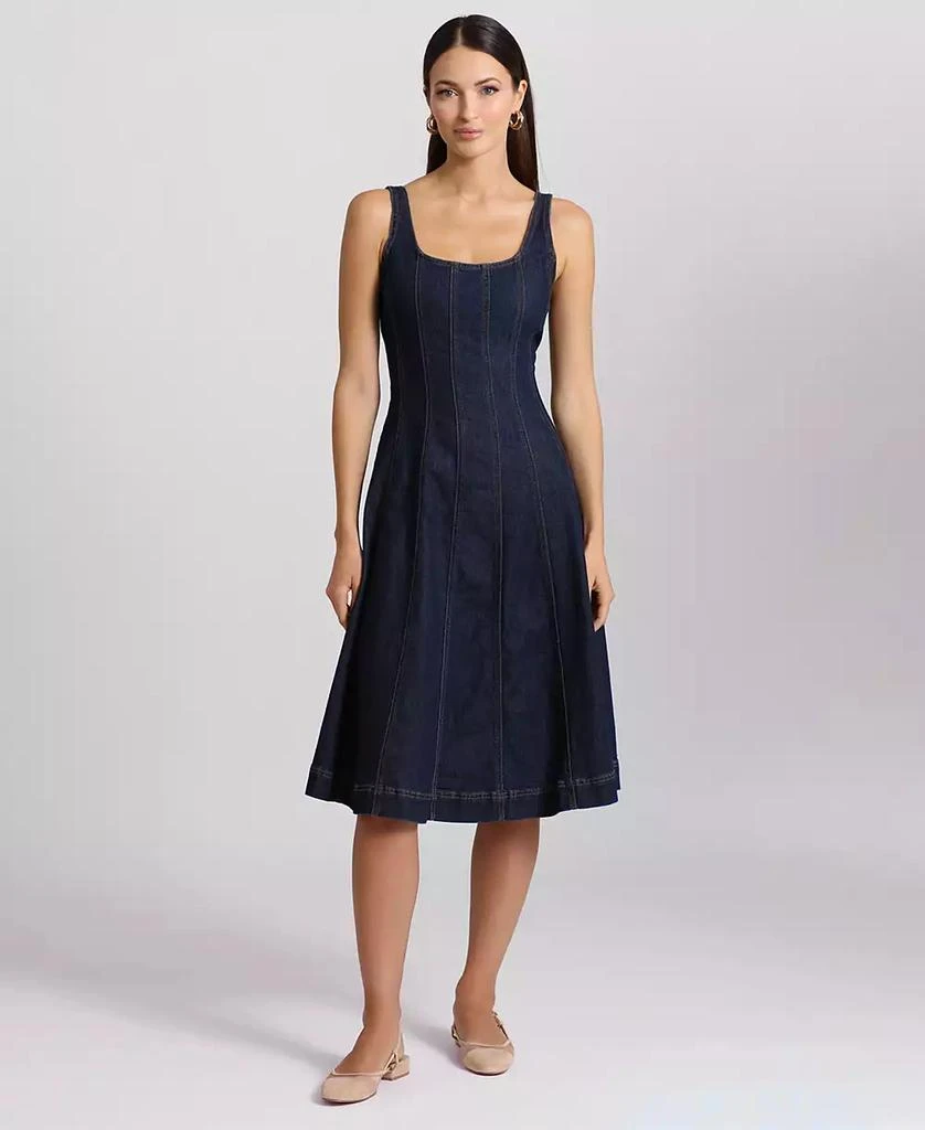 Avec Les Filles Women's Paneled Denim Fit & Flare Dress 1