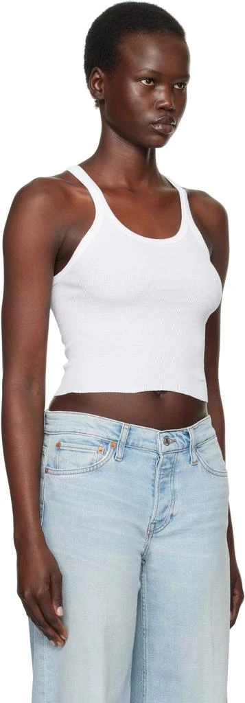 Re/Done White Hanes Edition Cropped Ribbed Tank Top 2