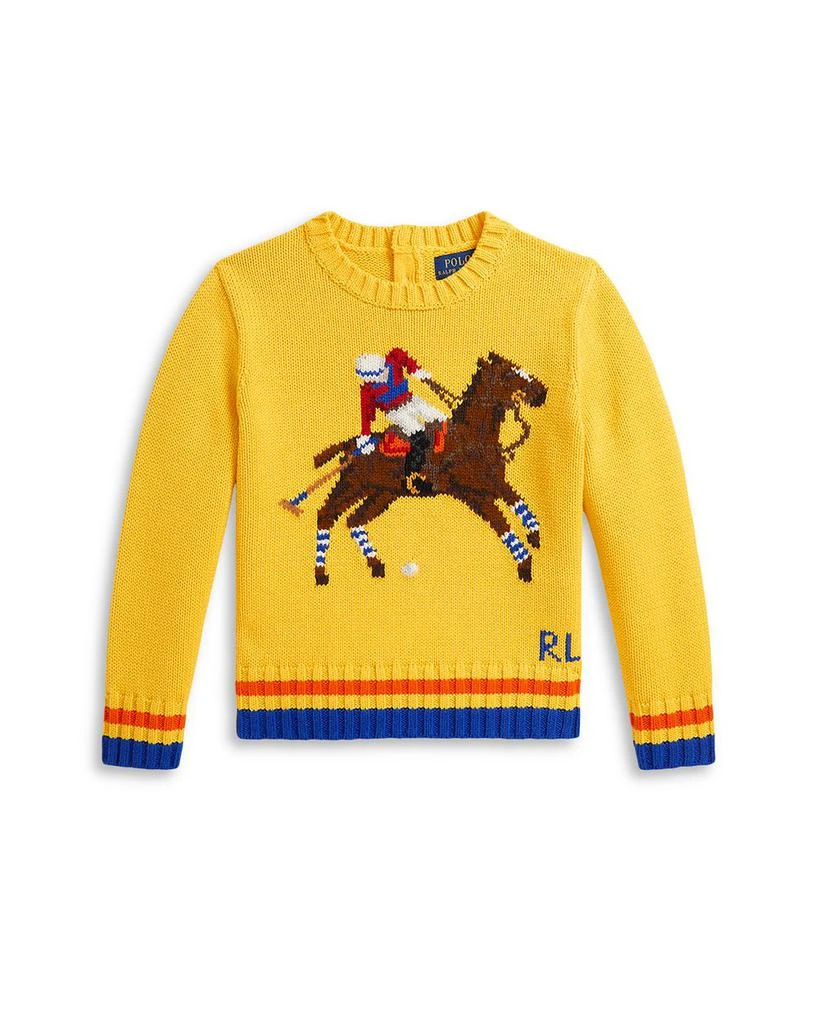 Ralph Lauren Girls' Polo Player Cotton Sweater - Big Kid, Little Kid