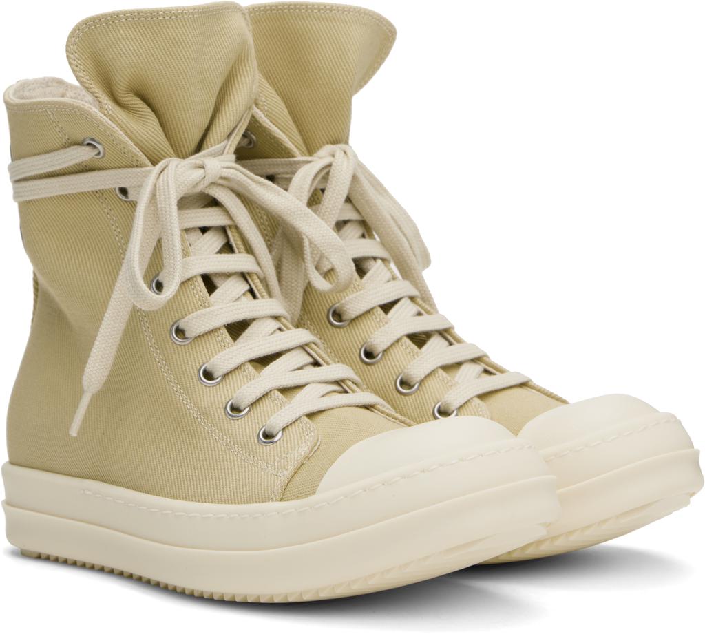 【RICK OWENS】ベージュ Hollywood Overdyed Denim スニーカー Rick Owens Beige Hollywood Overdyed Denim Sneakers IT-36