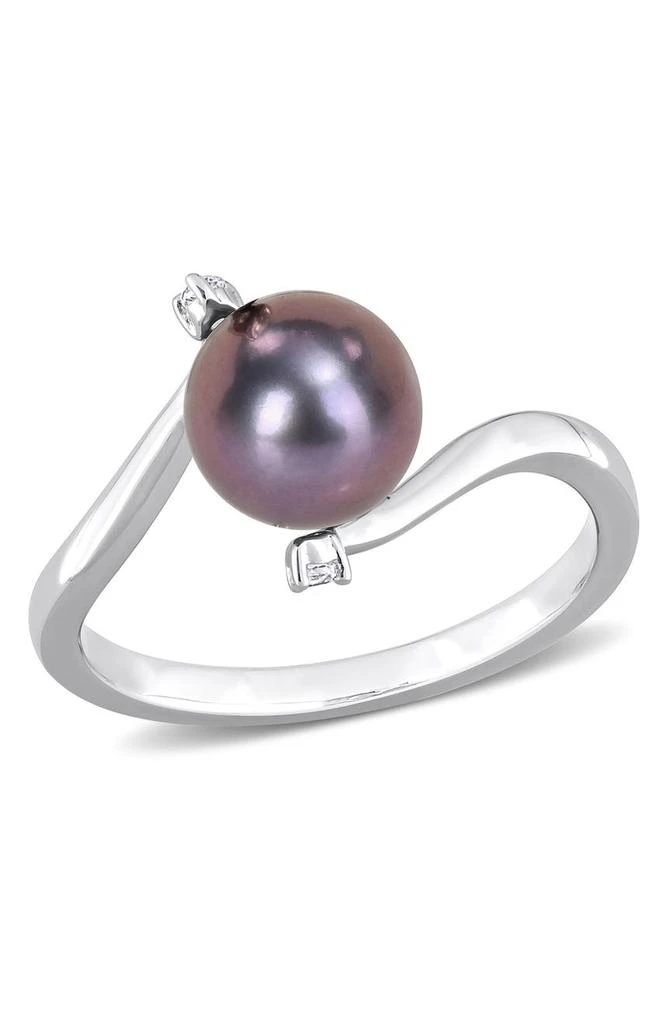 DELMAR Black Pearl & White Topaz Ring 1