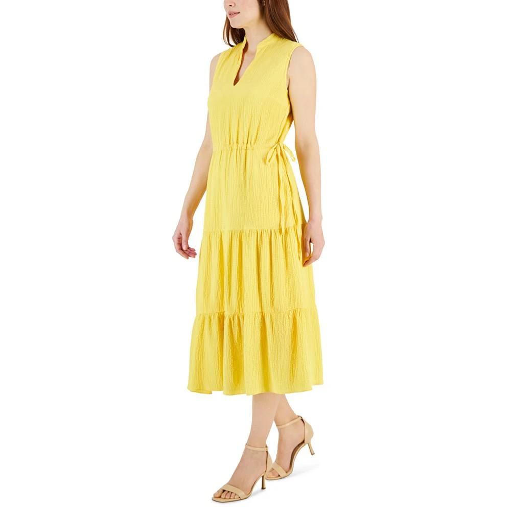 Anne Klein Women's Split-Neck Sleeveless Tiered Midi Dress 3