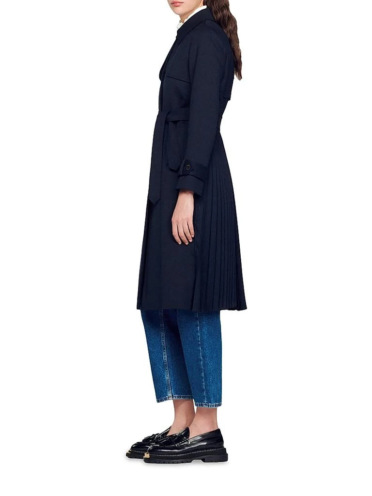 Sandro Trench Coat with Pleated Inset 4