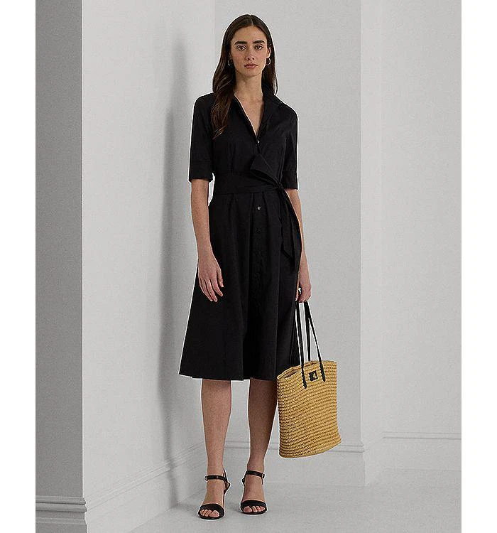 Ralph Lauren Cotton Blend Elbow Sleeve Shirt Dress