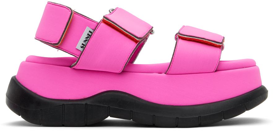 SUNNEI SSENSE Exclusive Pink Low Platform Sandals