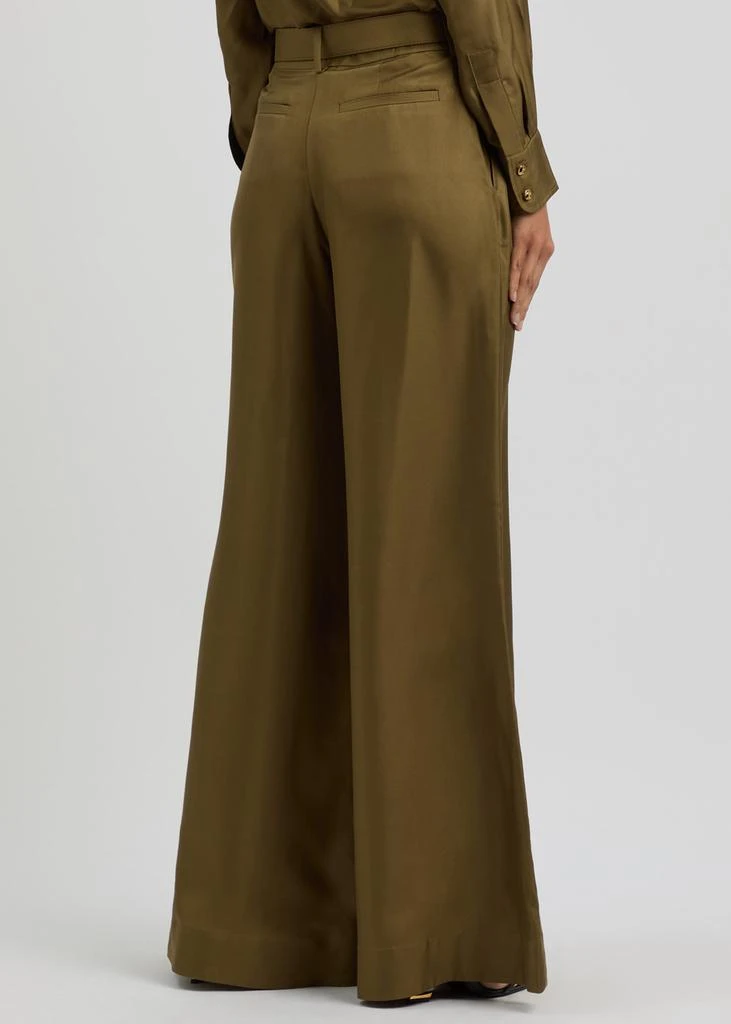 Zimmermann Crush belted flared-leg silk trousers 3