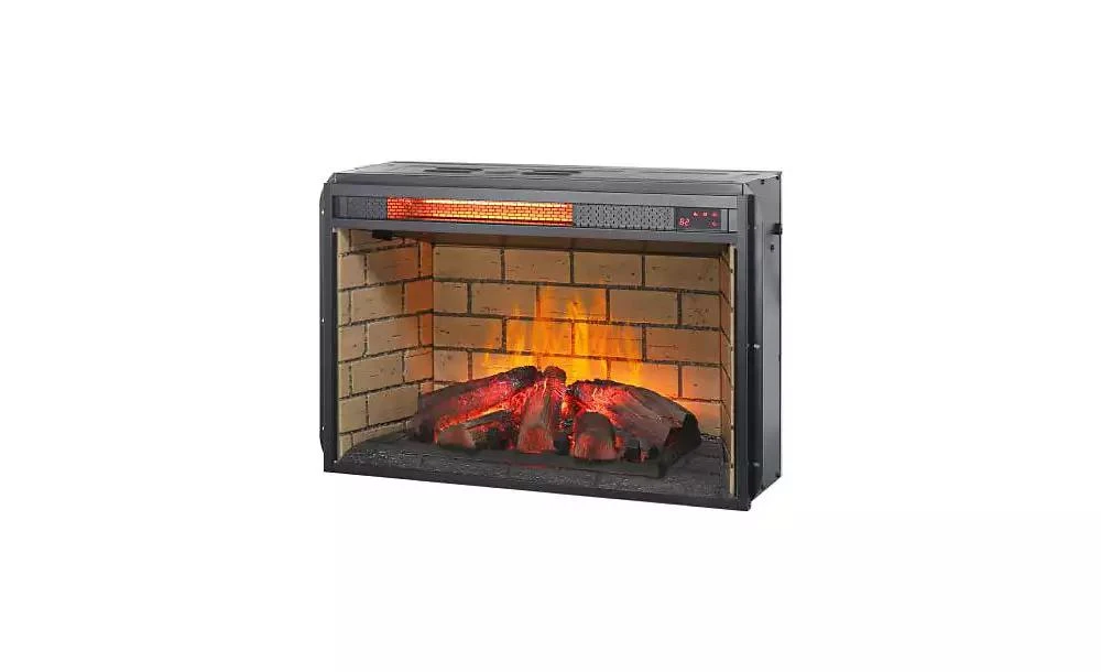 Flynama 26 inch infrared quartz heater fireplace insert -woodlog version with brick